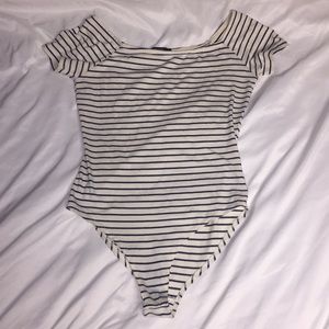 Blue and white bodysuit